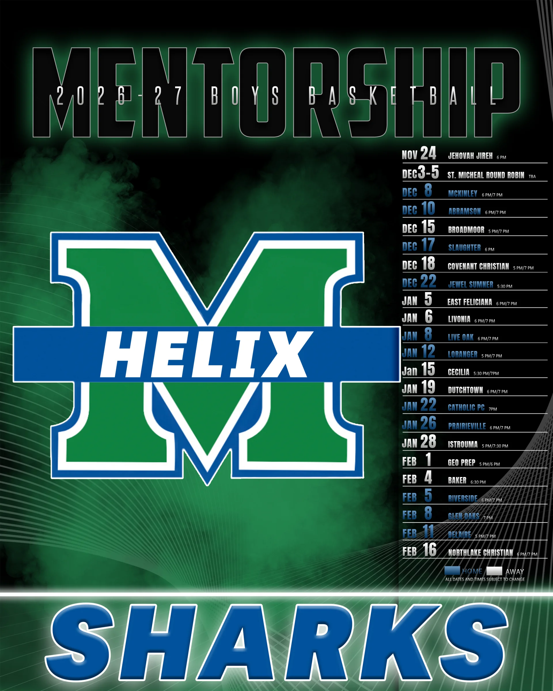 HMMA Boys Basketball Schedule